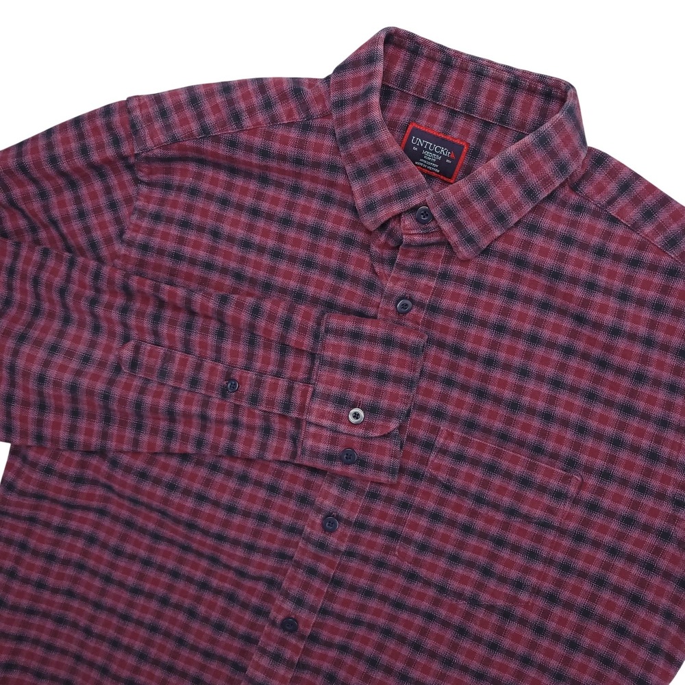 UNTUCKit Calder Shirt Mens M Red Plaid Flannel Long Sleeve Button Up Casual